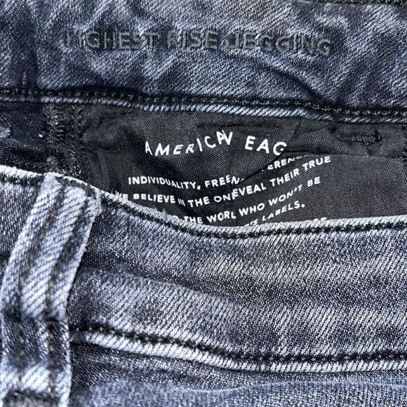 AMERICAN EAGLE SUPER STRETCH DISTRESSED HIGHEST RISE JEGGING SIZE 10 SHORT - Picture 7 of 10